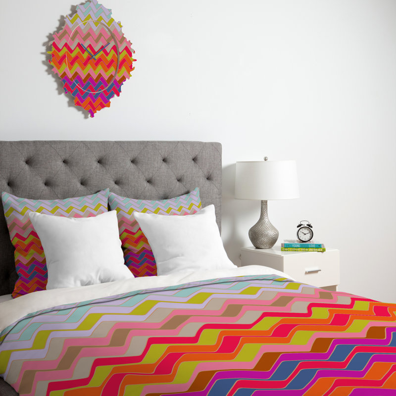 Housse de couette Sharon Turner Geo Chevron, Housse de couette pour lit simple, Poids léger