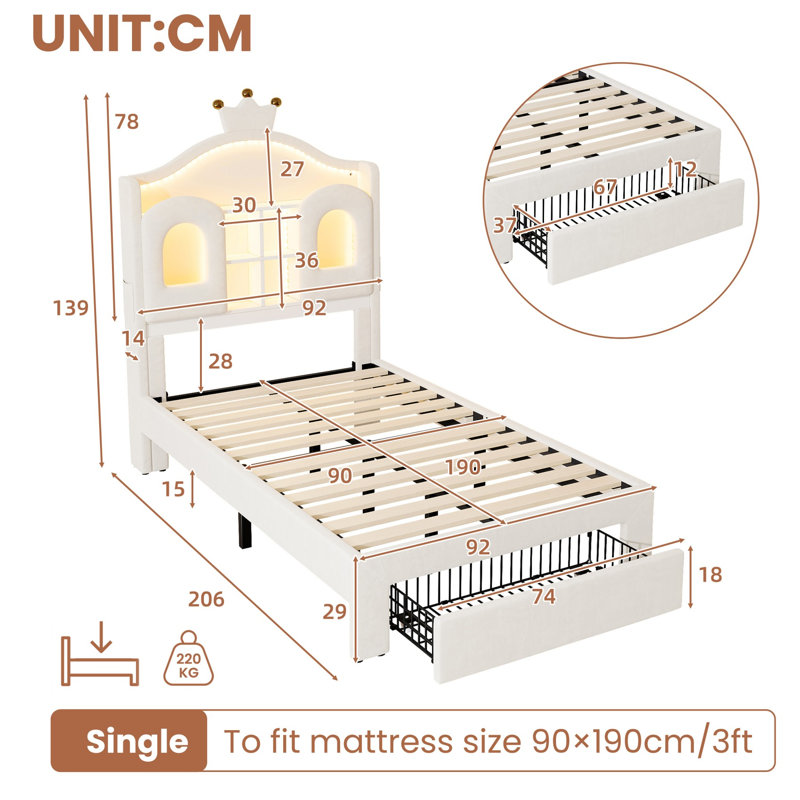 Single (3') Steel Drawers Bed