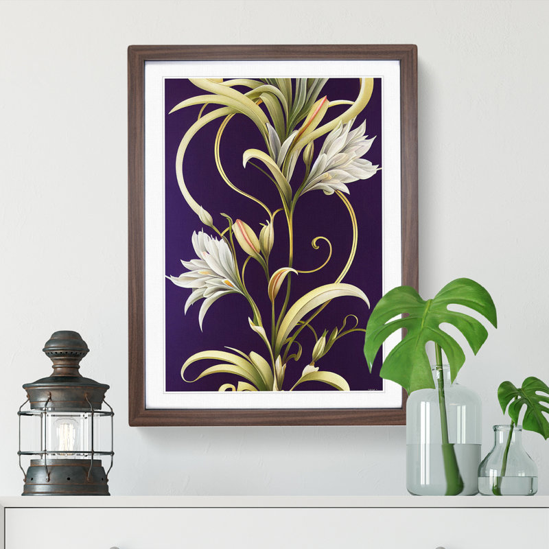 Classic Flowers No.2 - Single Picture Frame Painting, Walnut, 64cm H x 46cm W x 2cm D