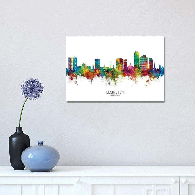 Lexington Kentucky Skyline City Name by Michael Tompsett - 1 Piece Wrapped Canvas Wall Art, 30.48 cm H x 45.72 cm W
