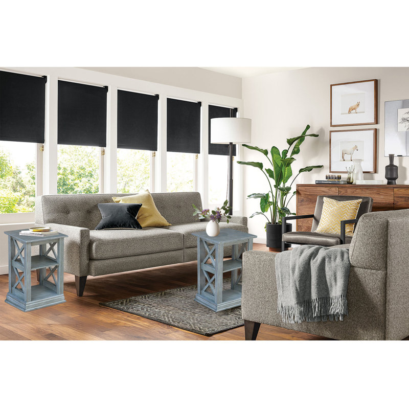 Rossitano Solid Wood End Table, Antique Washed Heather Gray