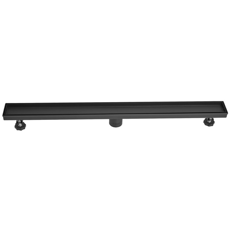 32'' Matte Black Stainless Steel Linear Shower Drain with Slot Pattern Cover