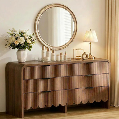 Commode 6 tiroirs avec panneau ondulé cannelé