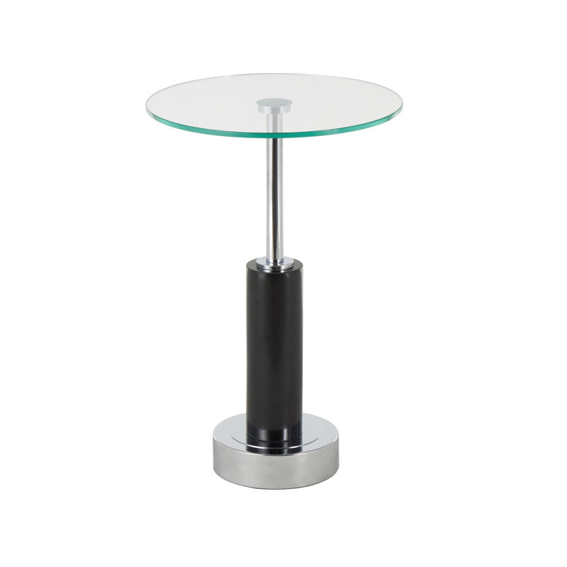 Table d'appoint ronde en marbre Cole and Grey avec tige et base en métal argenté