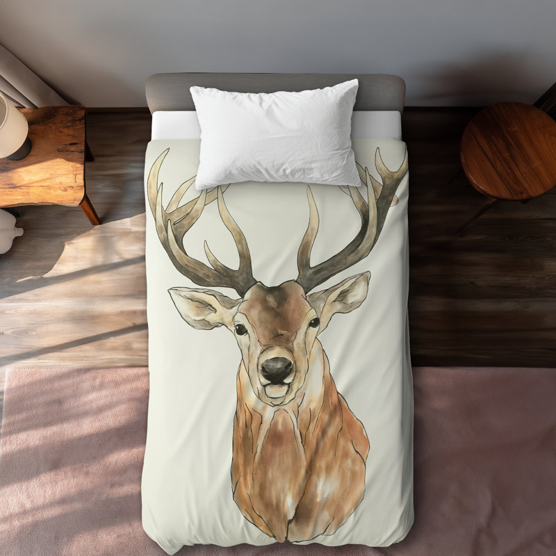 Front Deer Portrait Brown Duvet Cover | Home Decor Accent