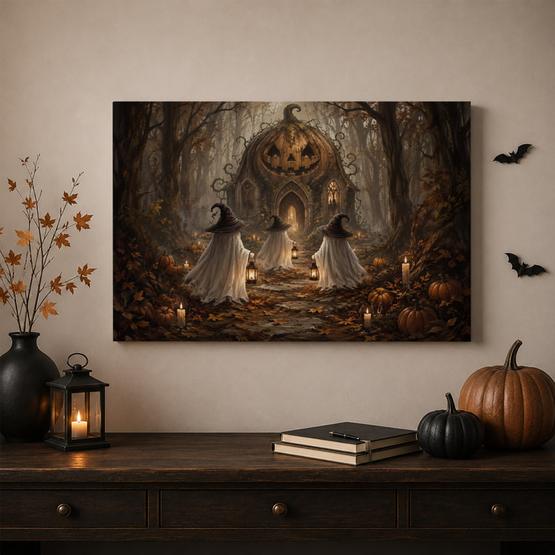 Art mural sur toile Halloween fantômes, H 20 po x l 30 po
