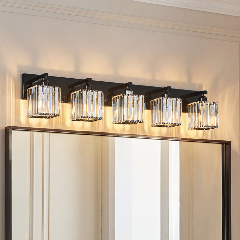Éclairage pour meuble-lavabo à intensité variable Lanceton, 5 lumières, Noir plaqué