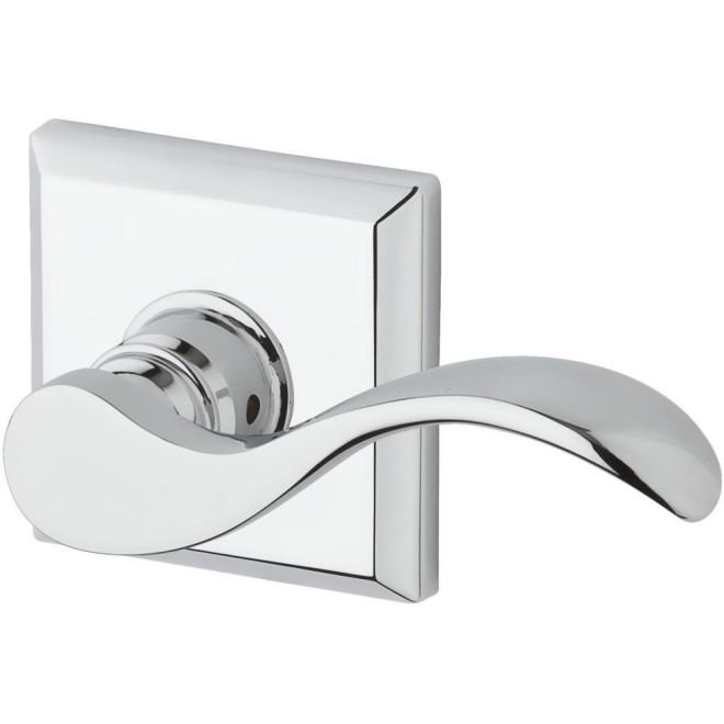 Curve Double Dummy Door Lever with Traditional Square Rose, Bright Chrome