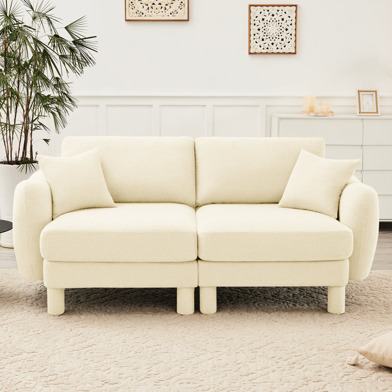 2 beige avec rembourrage en mousse dense et système de ressorts pour canapé-lit