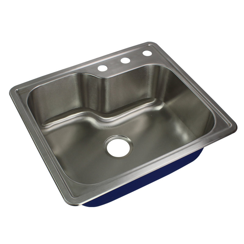 Meridian 21.84375'' L Single Bowl Stainless Steel Kitchen Sink, 3-Hole