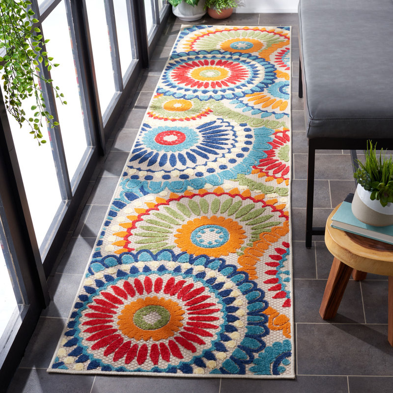 Tapis d'intérieur / extérieur à motif géométrique Dellie Performance, Tapis de couloir 2 pi 2 po x 9 pi