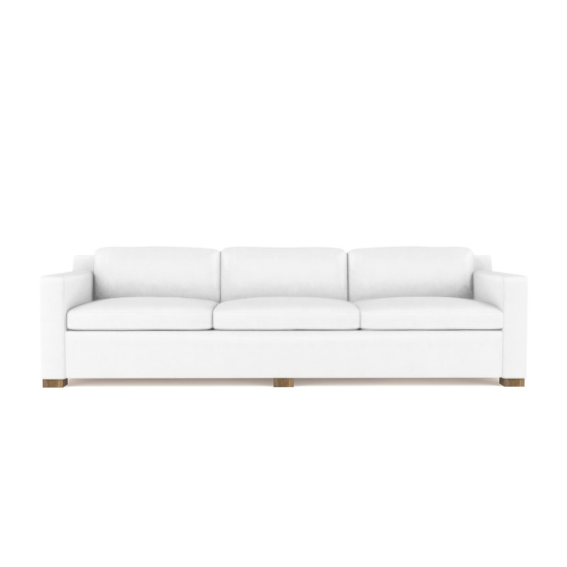 Canapé Mercer, H 33,5 po x l 120 po x P 39 po, Cuir rétro blanc, Patiné