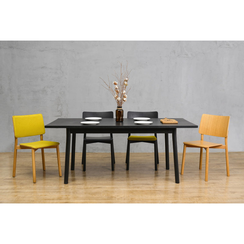 Datavius Rectangular with Solid Wood Base Dining Table, Black