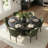 6 - Person Dining Table Sets With Round Table & 6 Upholstered Side Chairs-2068868679