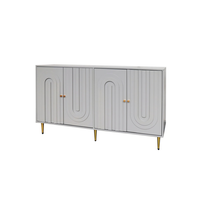 Modern Server Cabinet With Gray Lacquer For Dining Room, Gray