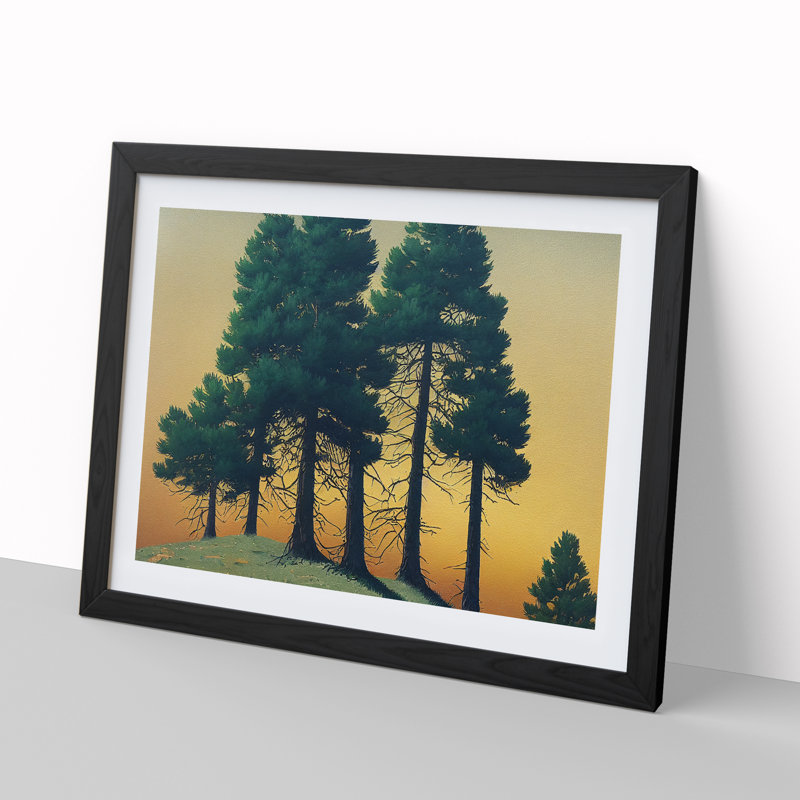 Flawless Pine Tree Forest - Single Picture Frame Print, Black, 46cm H x 64cm W x 2cm D
