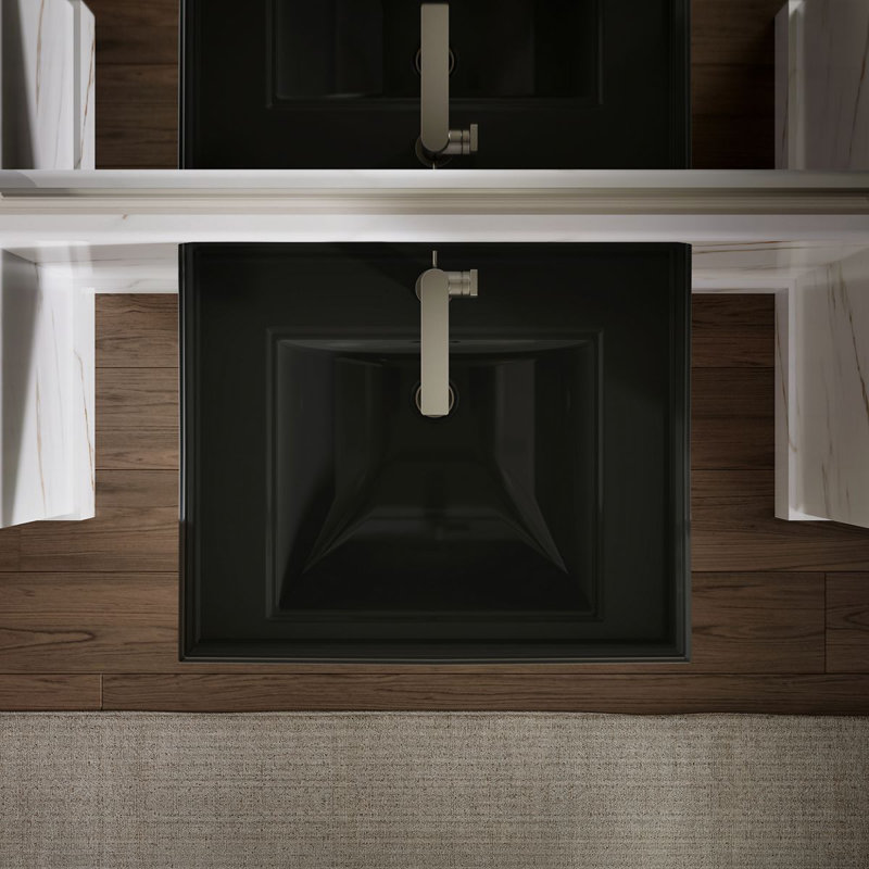 Memoirs® Rectangular Pedestal Bathroom Sink with Overflow, Black Black™, Single Hole Faucet