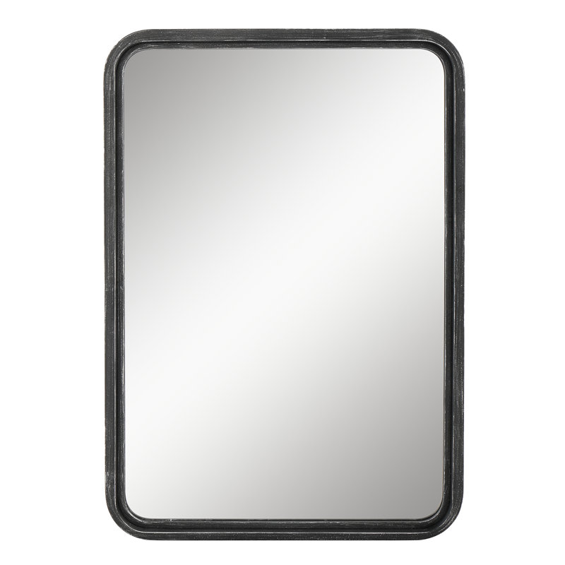 Edhem Metal Rectangle Wall Mirror, Grey Black