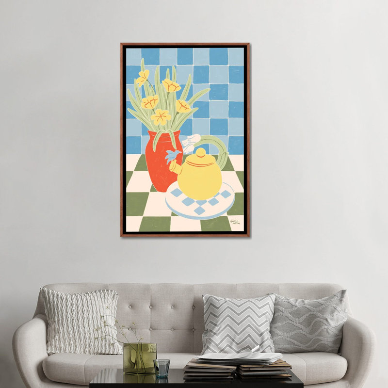 Théière - reproduction d'art murale - toile encadrée, Toile à cadre flottant sans passe-partout, Brun, H 48 po x l 32 po