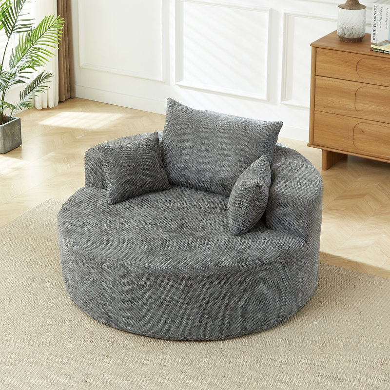 Canapé-lit simple 55 po en chenille éponge, sans assemblage requis, fauteuil moderne moelleux pour le salon et la chambre à coucher