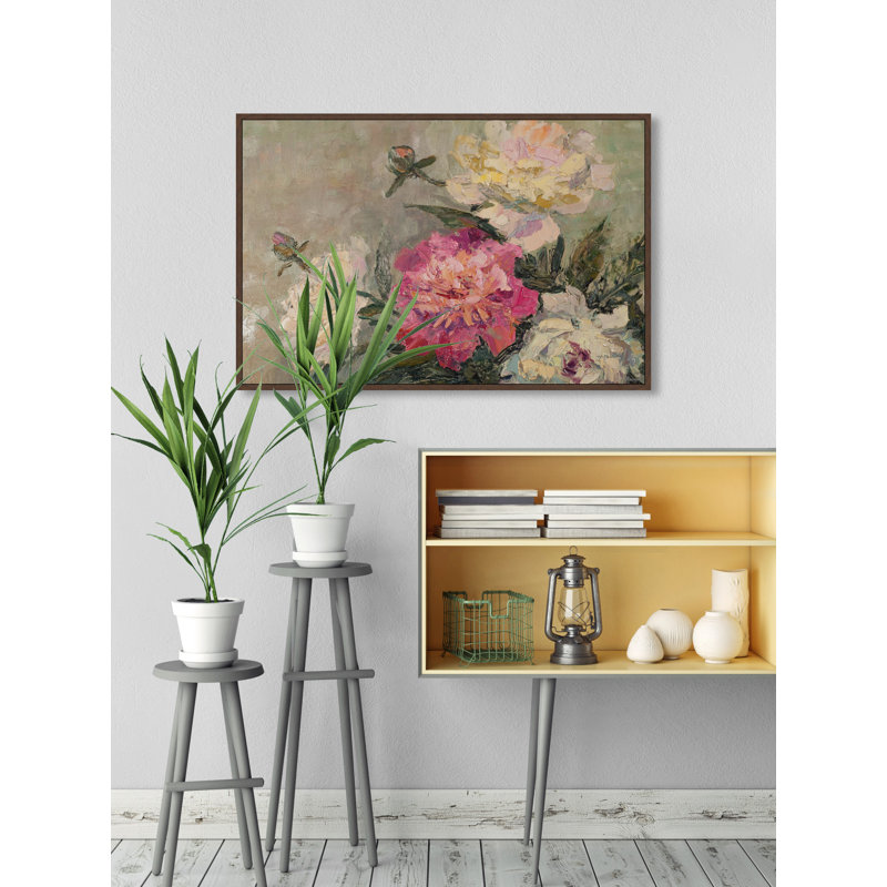 «Garden Pe pivoines», reproduction sur toile à cadre flottant, L 24 po x H 16 po x P 1,5 po