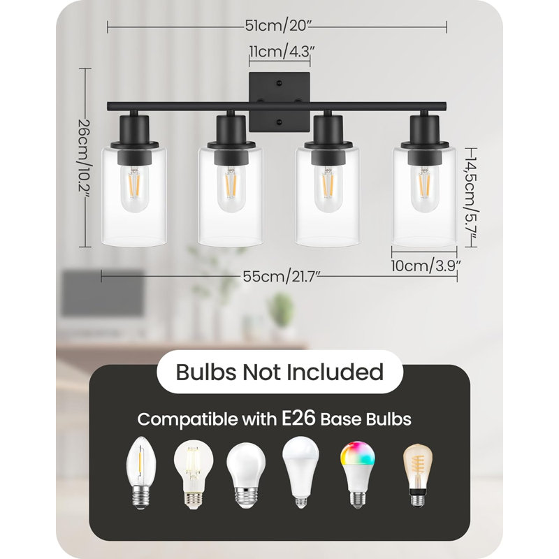 Aalana 4 - Light Dimmable Vanity Light, Matte Black