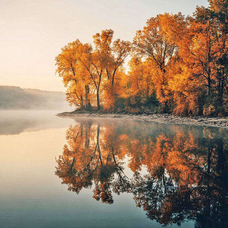 Toile tendue Golden Shoreline Reflections, H 20 po x l 20 po