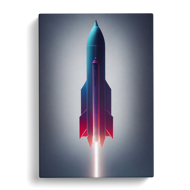 XC1022-17X A Captivating Spaceship Rocket 1 Piece Wrapped Canvas Wall Art, 50cm H x 35cm W x 3cm D