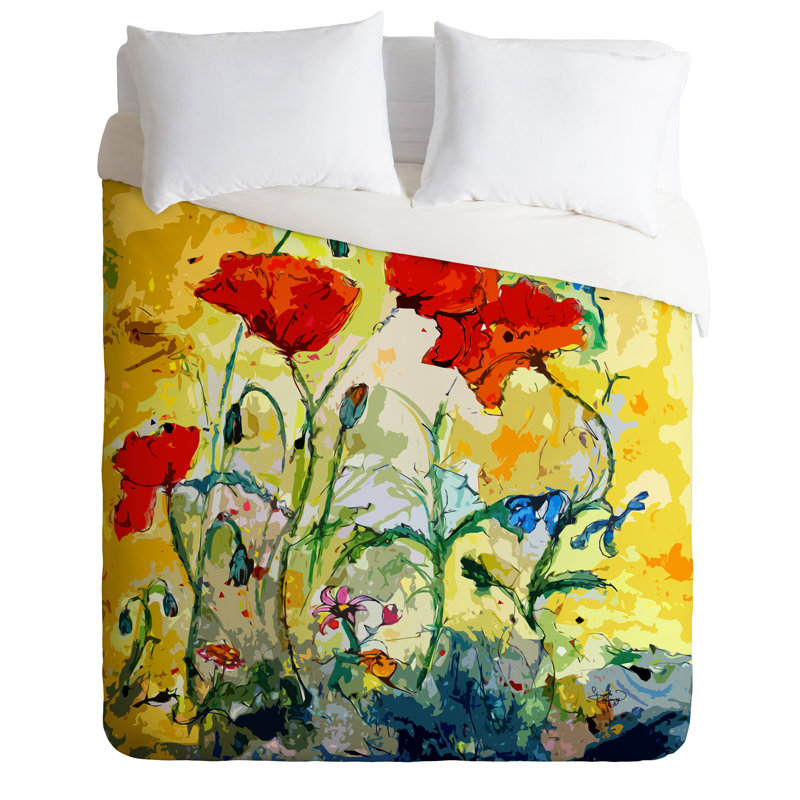 Ginette Fine Art Modern & Contemporary Polyester Floral Duvet Cover, Queen Duvet Cover