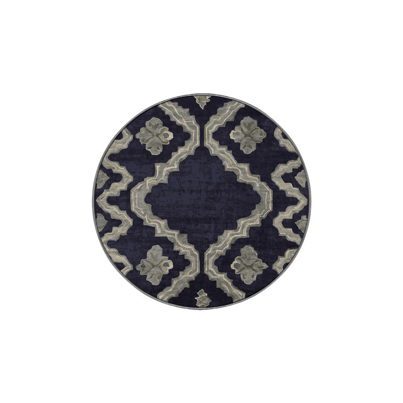 Machine Washable Purple Area Rug, Round 6'