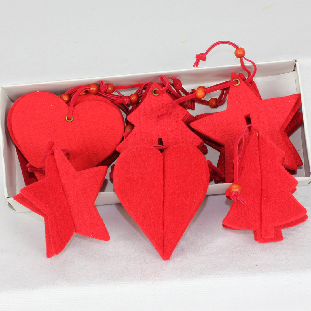 15 Piece Tree/Heart/Star Holiday Shaped Ornament The Holiday Aisle® 