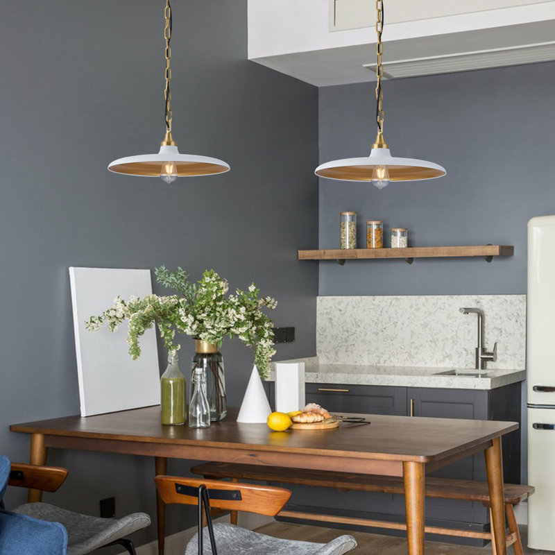 18 inch 1 Light Pendant with Iron Shade, White