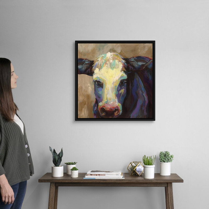 " Betsy No Tag " Watercolor and Acrylic Painting, 26" H x 26" W x 2" D, Black Framed Canvas