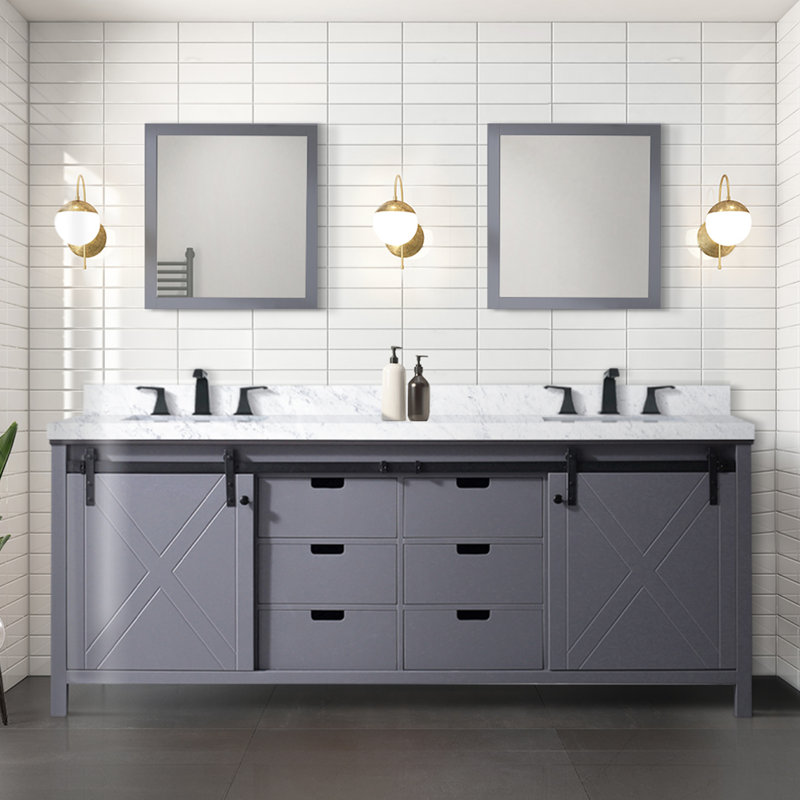 Lexora Marsyas 84-in Ash Grey Bathroom Vanity Cabinet Lexora Marsyas 84-in Ash Grey Bathroom Vanity Cabinet