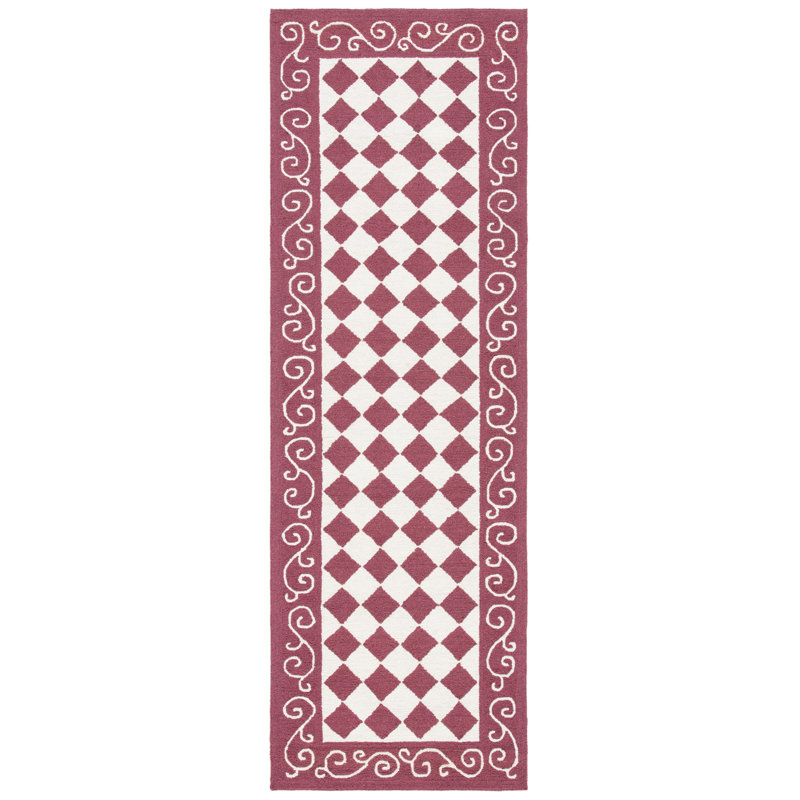 Tapis en laine crocheté à la main Brayton, Tapis de couloir 2 pi 6 po x 12 pi