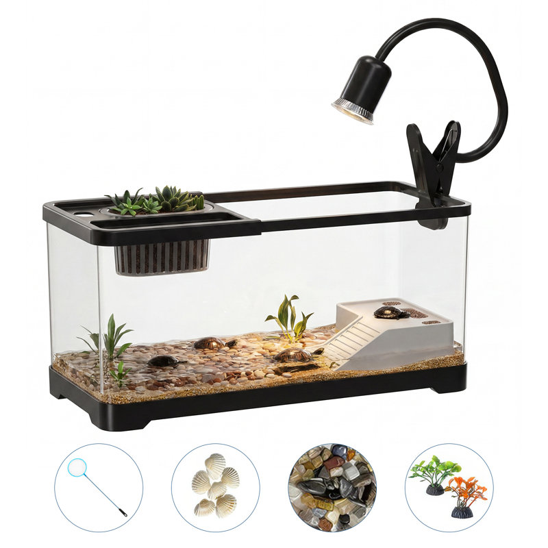 Aquarium de tortue avec aquarium avec plateforme de pèlerinage et tortue légère 7PCS pour tortues et reptiles