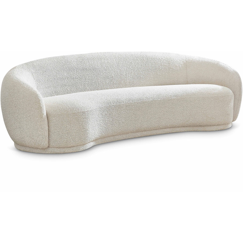 Canapé Chesterfield Hyde, Tissu crème bouclé, H 28 po x l 89,5 po x P 38 po