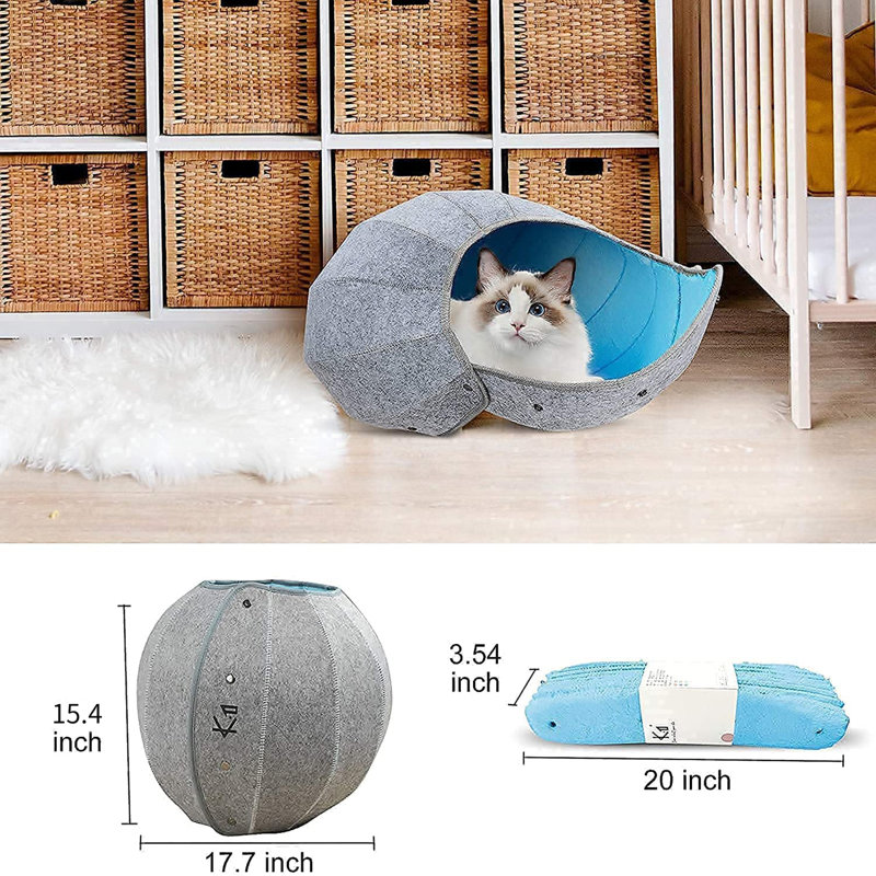 Lit rond pour chat, H 15,4 po x l 15,7 po x P 17,7 po, bleu