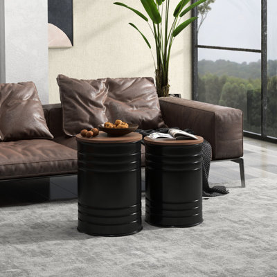 2 Nesting Storage Ottomans With Lids. Inspired Adornment. Hidden Removable Wooden Tops. Strong Metal, 264 Lbs Capacity Each. 14.5" X 19" H (large), 12.5" 17.75" (small). Assembly- Of 2 Look Storage.