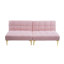 Futon convertible 71 po avec tissu doux rose et pieds dorés métalliques - Lit polyvalent en métal confortable