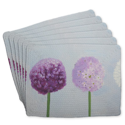Dahlia Pompon Braided Polyester Placemats, Set of 6 - Home Decor