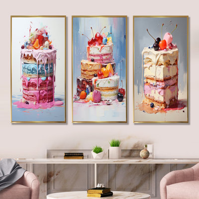 Popart Cake Dessert Sugar Rush - Ensemble de 4 impressions sur toile Desserts