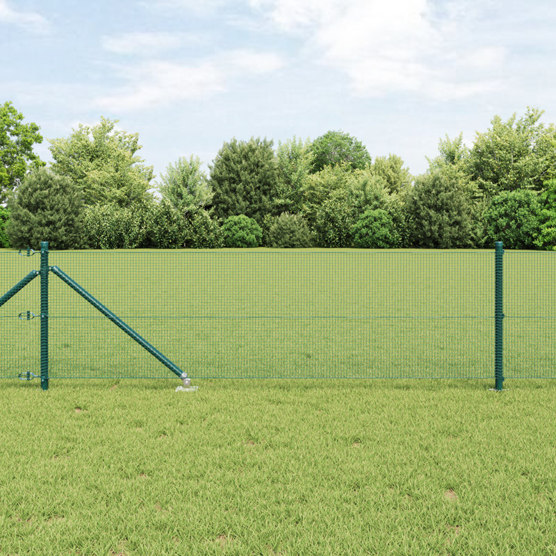 Welded Wire Fence With 13 Spike PostsSteel, Green, 80cm H x 1000cm W