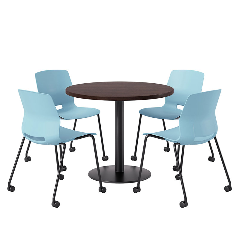 Ensemble repas pour quatre personnes, Bleu et noir, Espresso, H 29 po x L 36 po x l 36 po