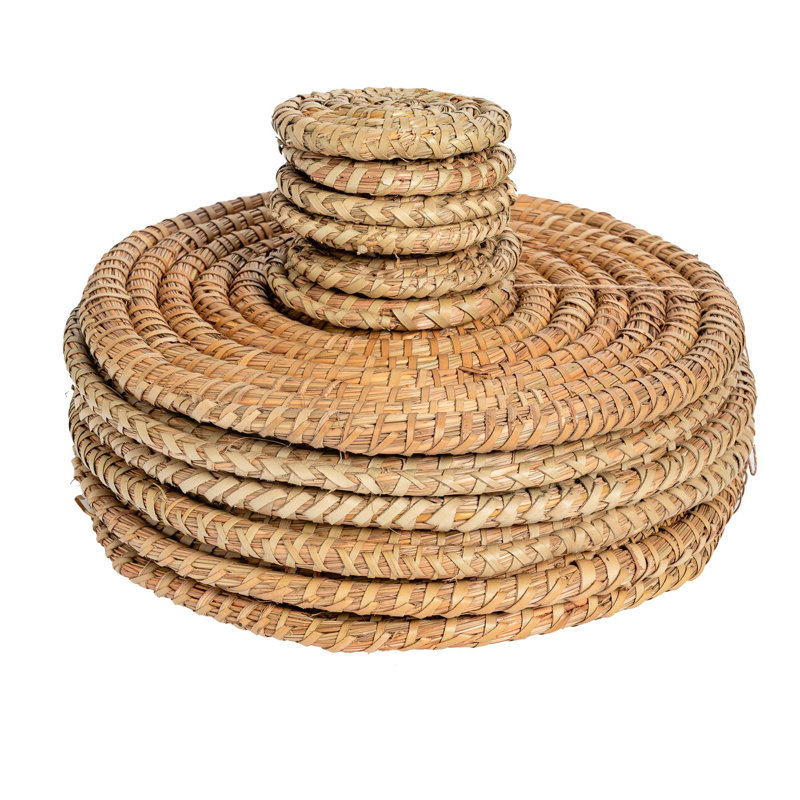 Argon Tableware - 12 Piece Woven Palm Leaf Placemats & Coasters Set - 6x Placemats, 6x Coasters