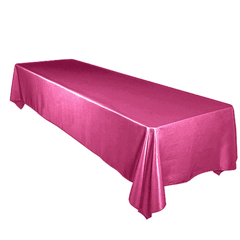 Tiano Solid Polyester Tablecloth, 72" x 58", Hot Pink
