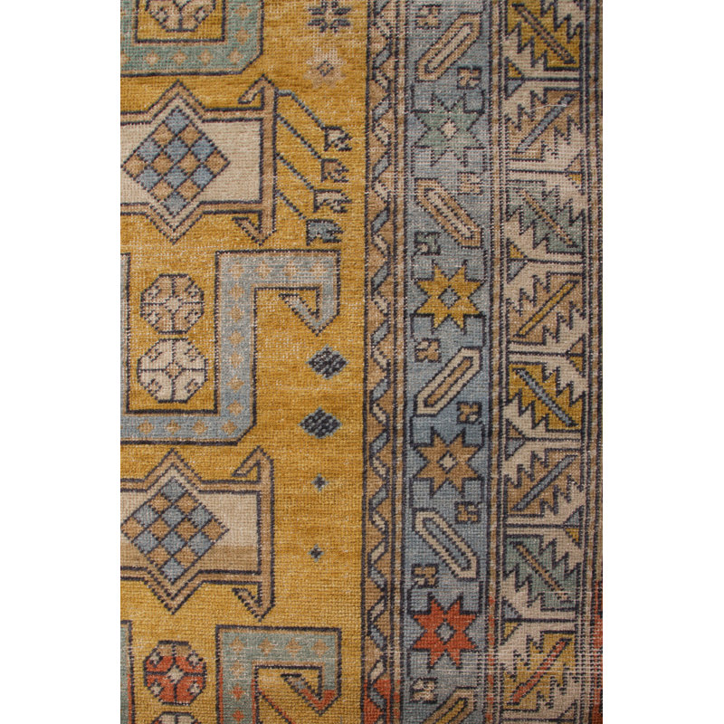Distressed Homage Hand Knotted Wool Geometric Area Rug, Rectangle 10' x 14'
