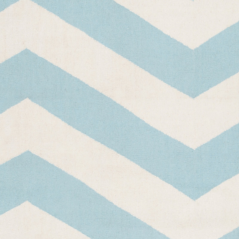 Tapis bleu / beige en laine tissé à la main Asencio, Rectangle 9 pi x 13 pi