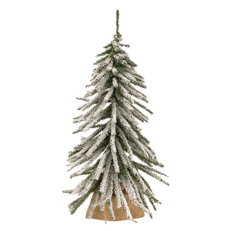 Faux Pine Tree in Burlap Freestanding, 24" H x 16" W x 16" D