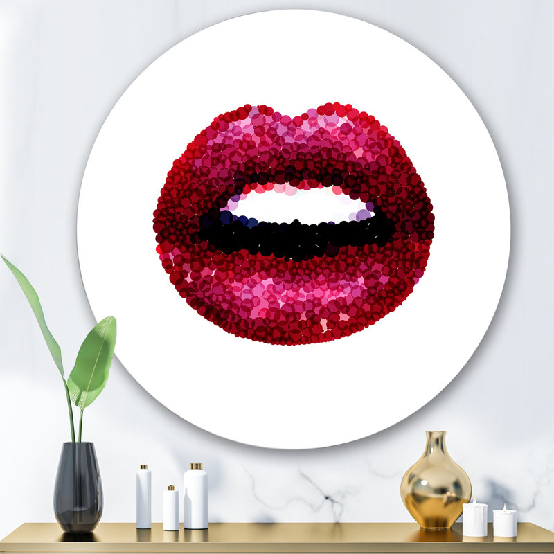 Femme rouge sexy, lèvres - art mural moderne en métal, H 29 po x l 29 po x P 1 po